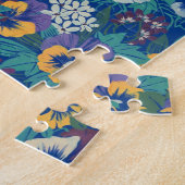 Vintage Hondsviolaat Bloempatroon | Blauwe Cottage Legpuzzel (Zijkant)