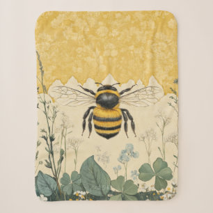 Vintage Honey Bee Wildflower Garden (5) Sherpa Deken