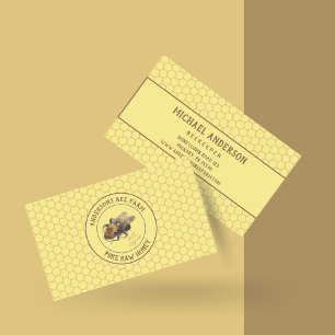 Vintage Honeybee & Honeycomb   Rundveehouder/imker Visitekaartje
