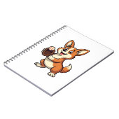 Vintage honkbal Corgi hondvanger Cartoon Vector  Notitieboek (Linkerzijde)