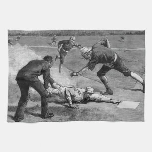 Vintage honkbal door Thure De Thulstrup, 1885 Theedoek