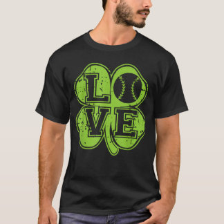 Vintage honkbal klavertje vier St. Patrick's Day T-shirt