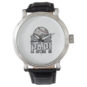 Vintage honkbal Papi versleten vader shirt ontwerp Horloge