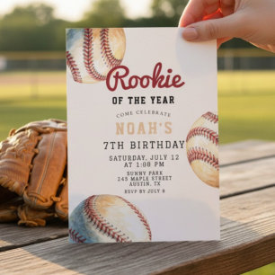 Vintage honkbal streepjes 7e verjaardag kaart