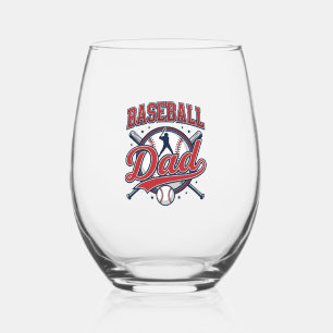Vintage honkbal vader shirt ontwerp_1 wijnglas zonder voet