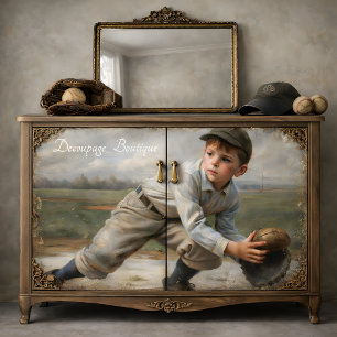 Vintage Honkbaljongen Decoupage Tissuepapier