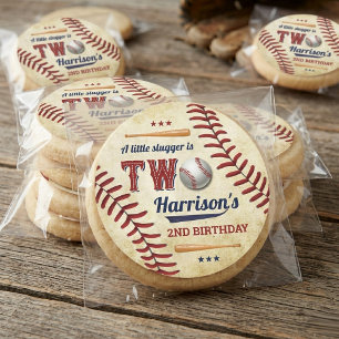 Vintage honkbaljongens 2e verjaardag ronde sticker