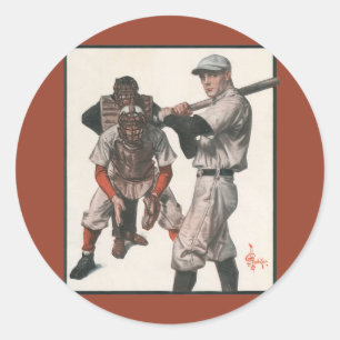 Vintage honkbalspelers ronde sticker