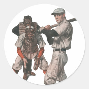 Vintage honkbalspelers ronde sticker