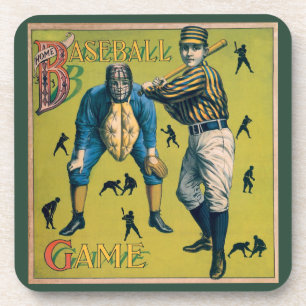 Vintage honkbalspelers tijdens de thuiswedstrijd bier onderzetter