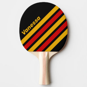 Vintage hoofdletter stad schuine strepen met naam tafeltennisbatje