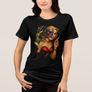 Vintage Horror Stripverhaal Kunst Dames T-shirt