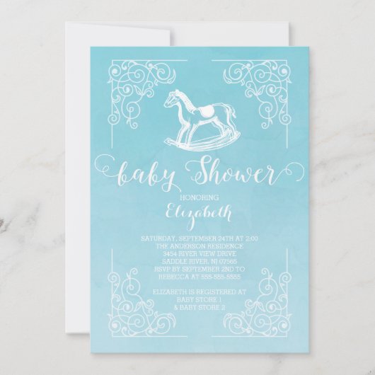 Vintage Horse Boys Baby shower Invitation (Devant)