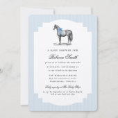 Vintage Horse Equine Blue Boy Elegant Baby Shower Kaart (Voorkant)