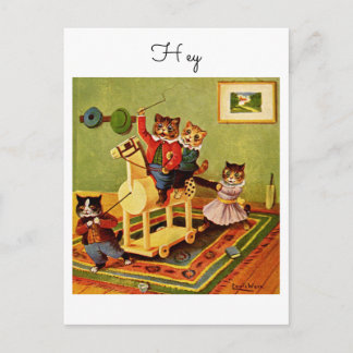 Vintage Horse Escapade Hey From a Cat Cavalry Briefkaart