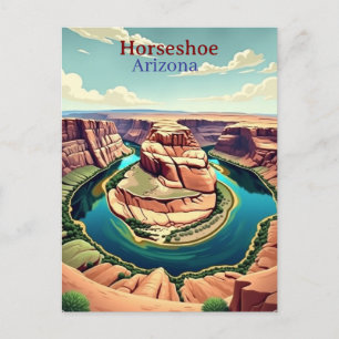 Vintage Horseshoe Bend Arizona Reisillustratie Briefkaart