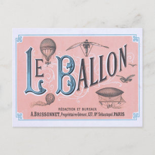 Vintage Hot Air Ballon Briefkaart Parijs