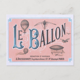 Vintage Hot Air Ballon Briefkaart Parijs