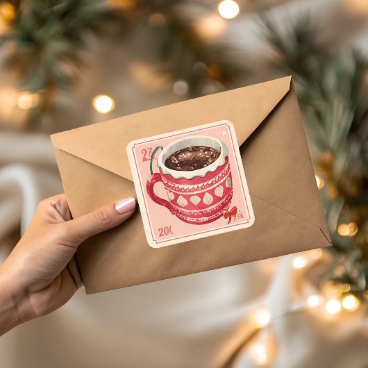Vintage Hot Cocoa Christmas Vierkante Sticker