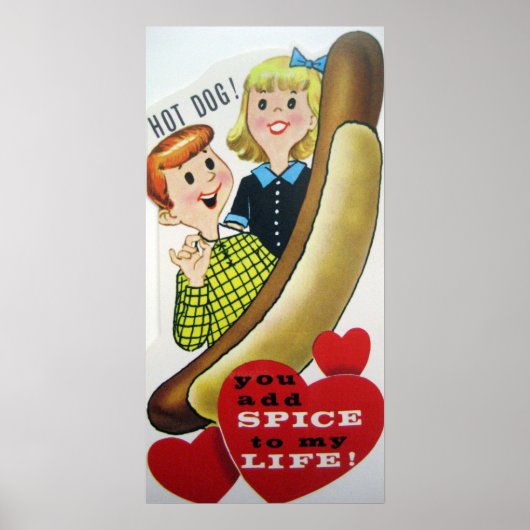 Vintage hotdog Valentijn poster (Voorkant)