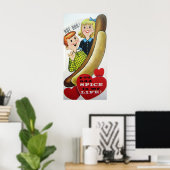 Vintage hotdog Valentijn poster (Thuiskantoor)