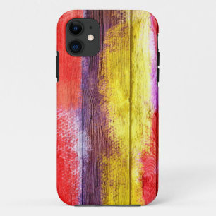 Vintage houten abstracte schilderij #6 iPhone 11 hoesje