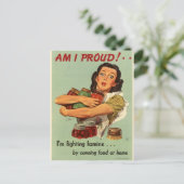 Vintage huisvrouw briefkaart (Staand voorkant)