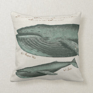 Vintage Humpback walvis en kalf Kussen