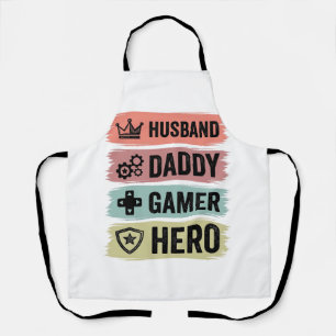 Vintage Husband Daddy Gamer Held Geometrisch T-Shi Schort