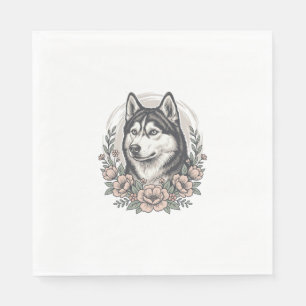 Vintage Husky Bloemstuk Shirt Ontwerp_1 Servet