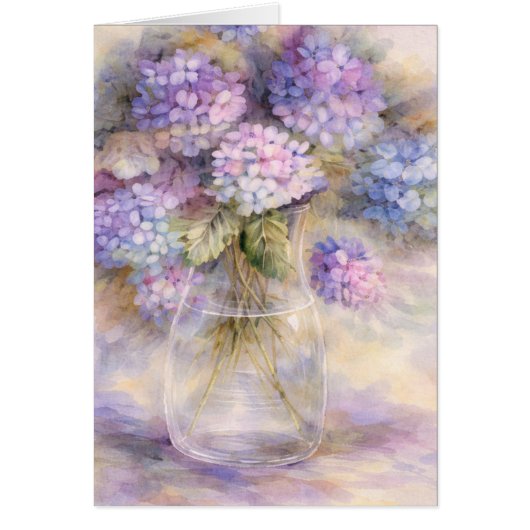 Vintage Hydrangea Bouquet Floral Greeting Card (Devant)
