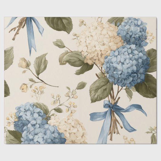 Vintage Hydrangea Bouquet Pattern Cadeaupapier (Zoom)
