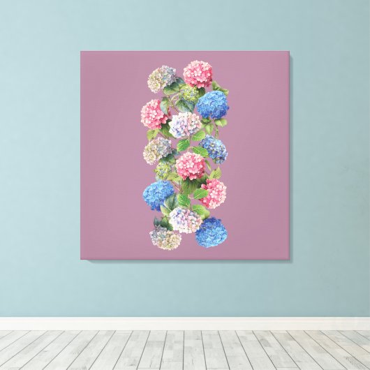 Vintage Hydrangea Stretched Canvas (Insitu (Houten vloer))