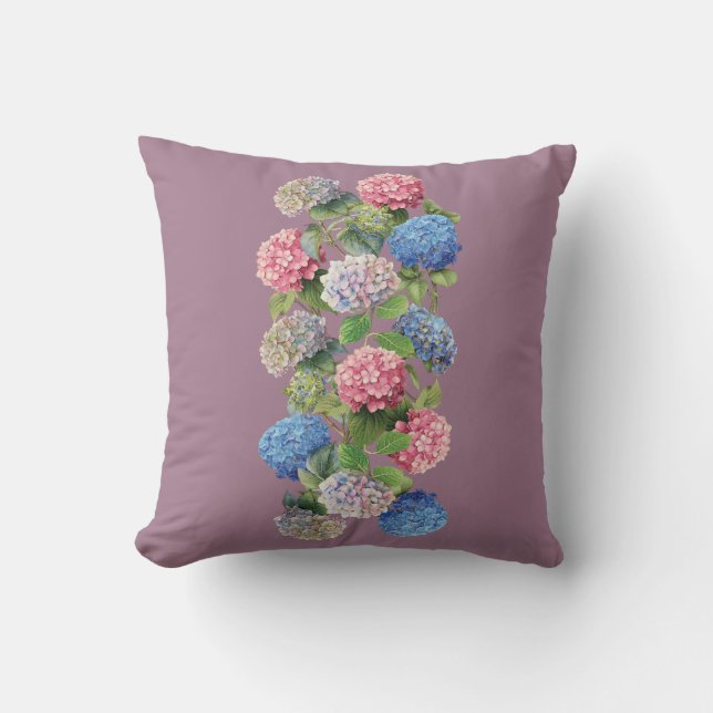 Vintage Hydrangea Throw Pillow Kussen (Voorkant)