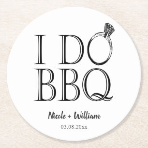 Vintage I Do BBQ Barbecue Country Trouwring Ronde Kartonnen Onderzetter