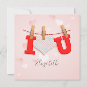 Vintage I Heart You tekening en tekst kalligrafie Feestdagenkaart