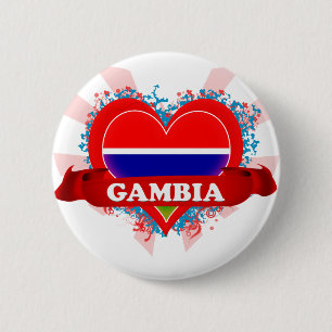 Vintage I houdt van Gambia Ronde Button 5,7 Cm