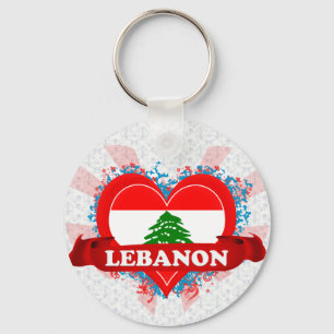 Vintage I houdt van Libanon Sleutelhanger
