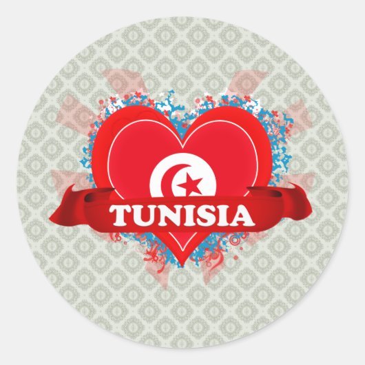 Vintage I houdt van Tunesië Ronde Sticker (Voorkant)