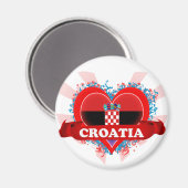 Vintage I Love Kroatië Magneet (Voorkant / Achterkant)