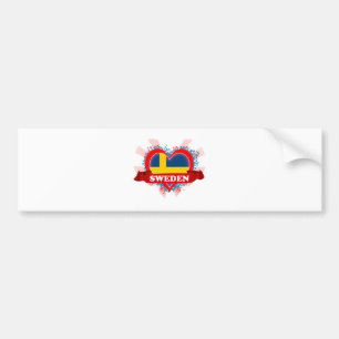 Vintage I Love Zweden Bumpersticker