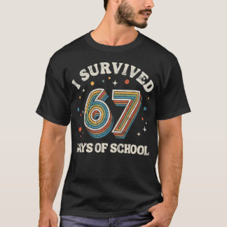 Vintage I Survived 67 Days Of School Teachers Stud T-shirt