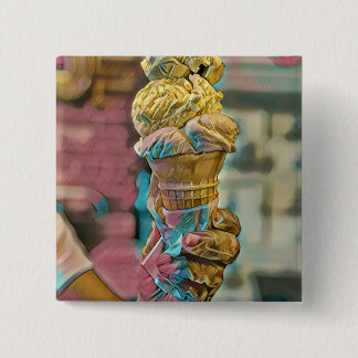 Vintage ice cream cone vierkante button 5,1 cm