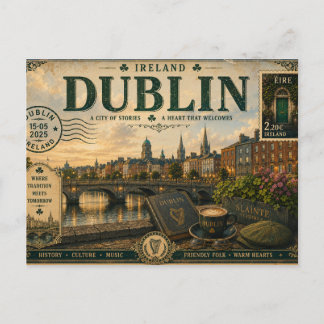 Vintage Ierland vakantie souvenir Briefkaart