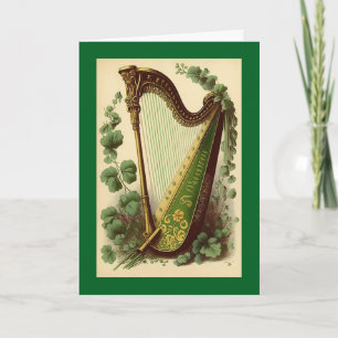 Vintage Ierse Harp Wenskaart Kaart