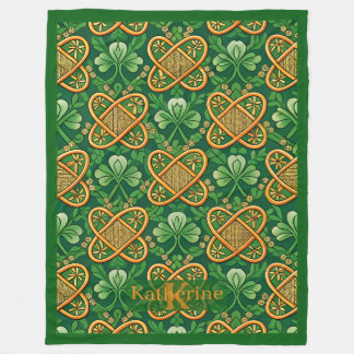 Vintage Ierse Keltische Knoop Lucky Clover Shamroc Fleece Deken