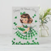 Vintage Ierse Lassie Aangepaste Retro St. Patrick' Feestdagenkaart (Staand voorkant)