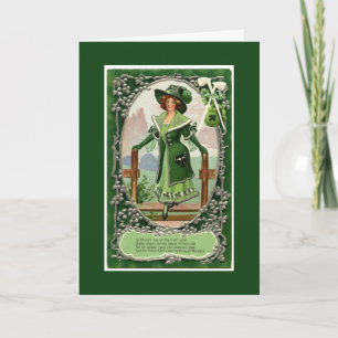 Vintage Ierse St. Patrick van Vrouwen Donkergroene Kaart