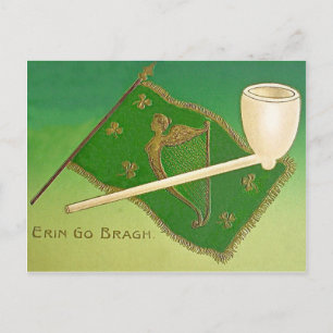 Vintage Ierse Vlag Harp van Erin St. Patrick's Day Briefkaart