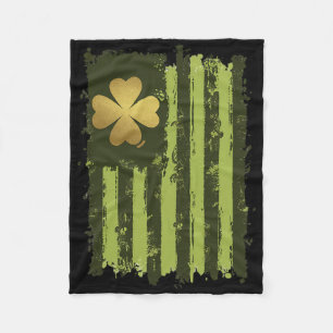 Vintage Ierse vlag met shamrock ontwerp St Patrick Fleece Deken
